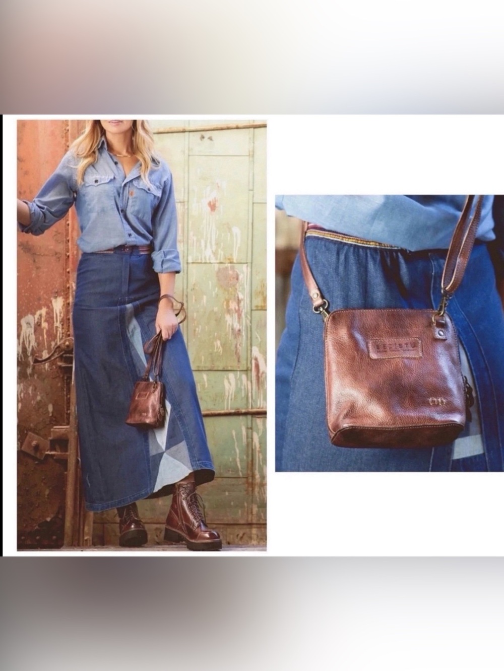 NWOT Bed Stu Leather Ventura Clutch Crossbody Belt Bag Teak Rustic Retail $155 - Picture 13 of 13